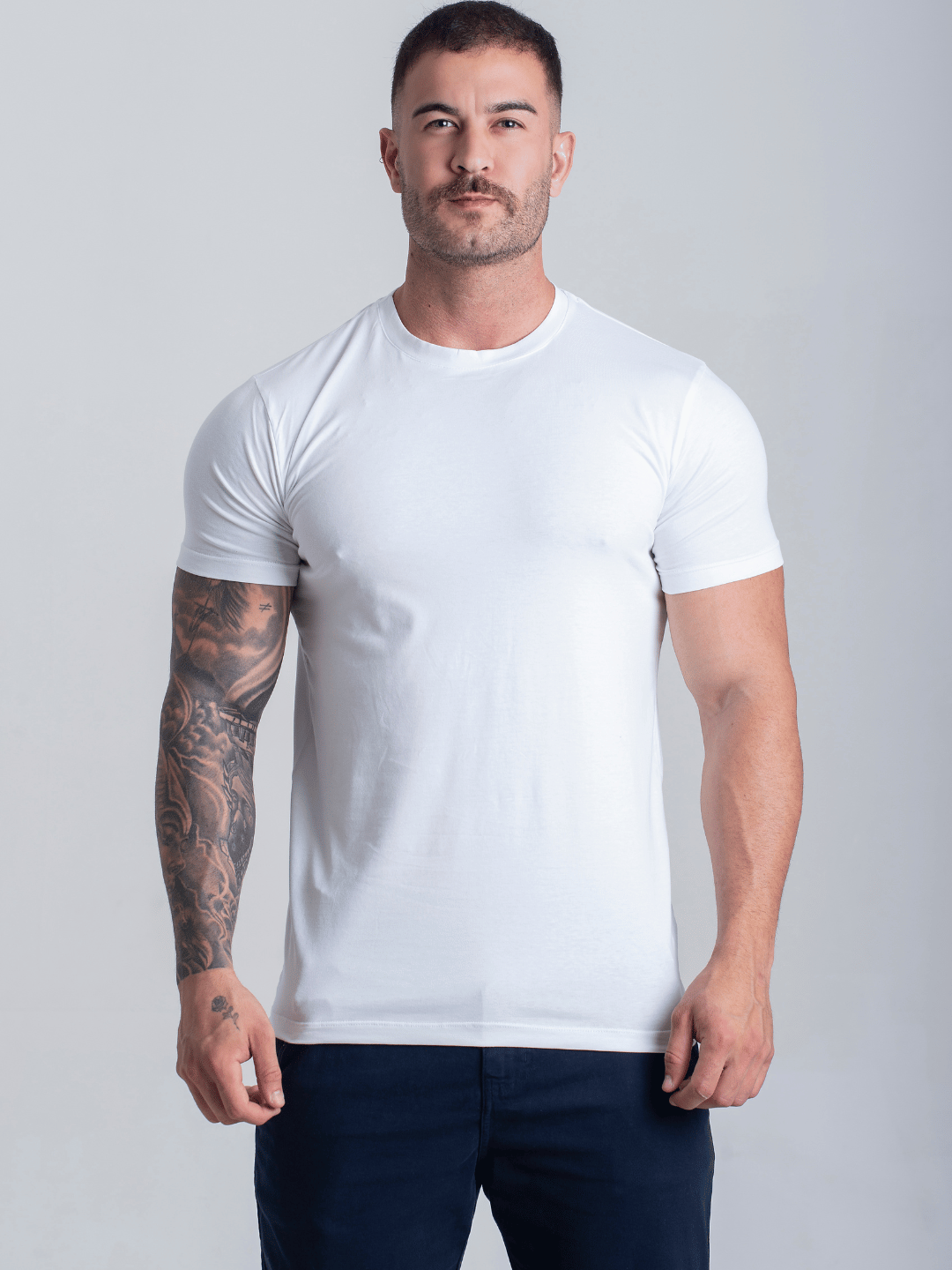 Camiseta Masculina Com Elastano Algodão Egipcio Lisa Basica