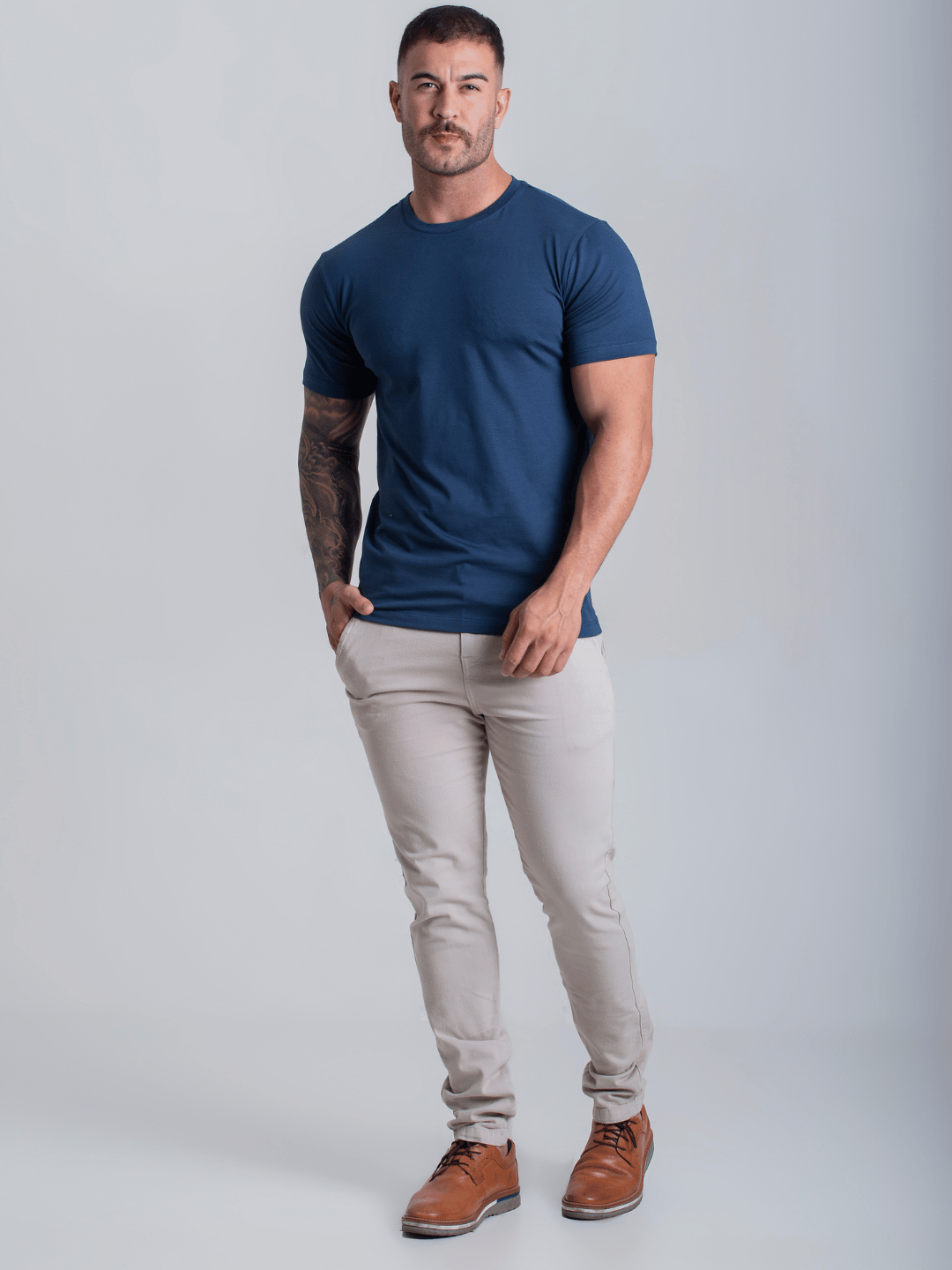 Camiseta Masculina Com Elastano Algodão Egipcio Lisa Basica
