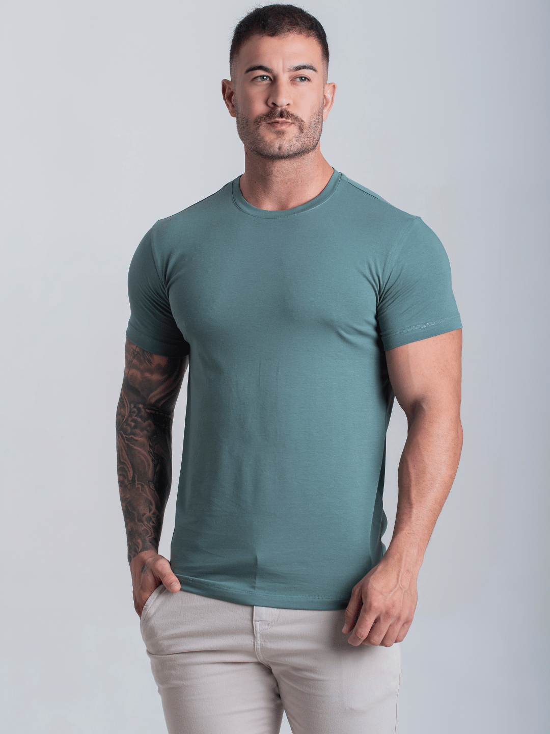 Camiseta Masculina Com Elastano Algodão Egipcio Lisa Basica