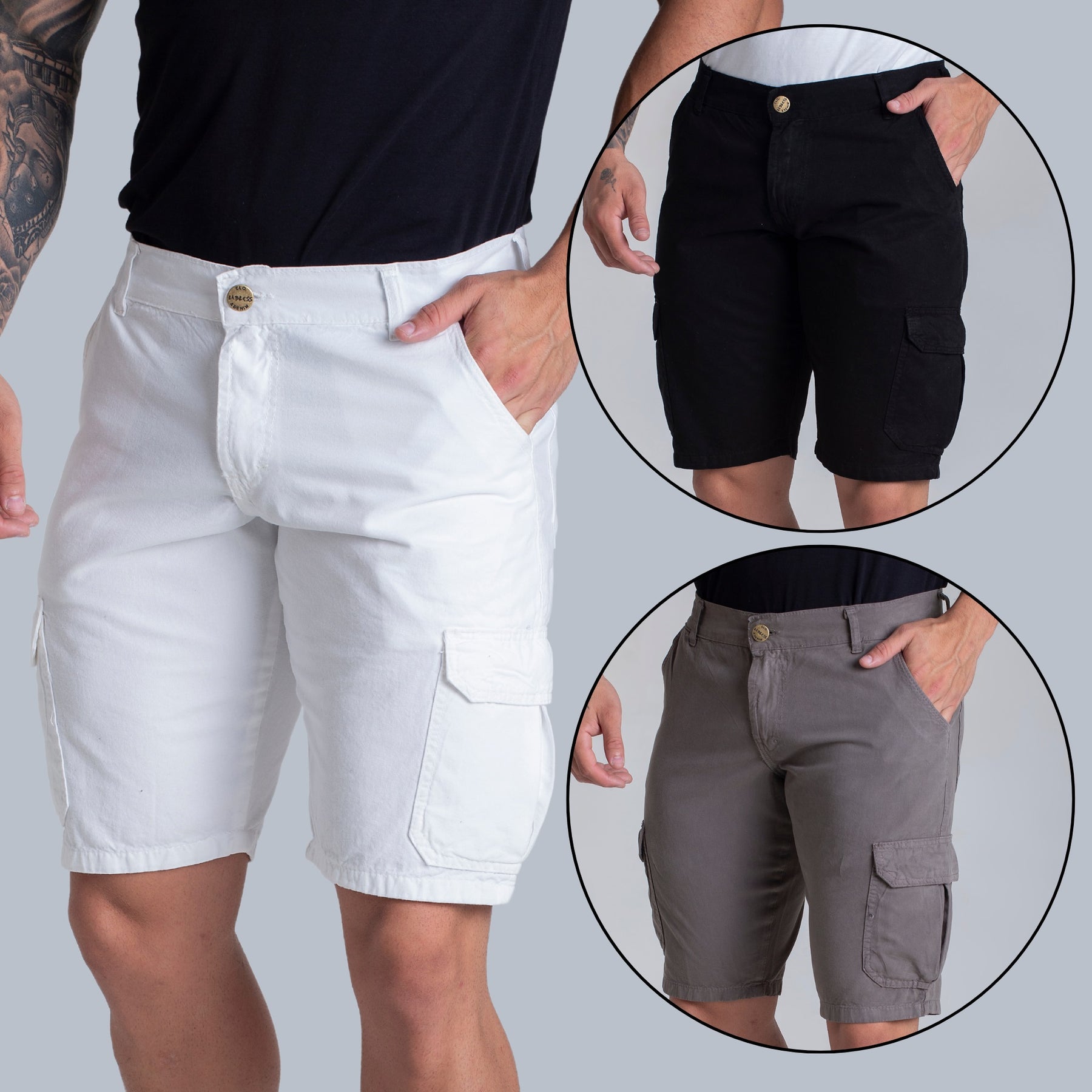 Kit 3 Bermudas Cargo