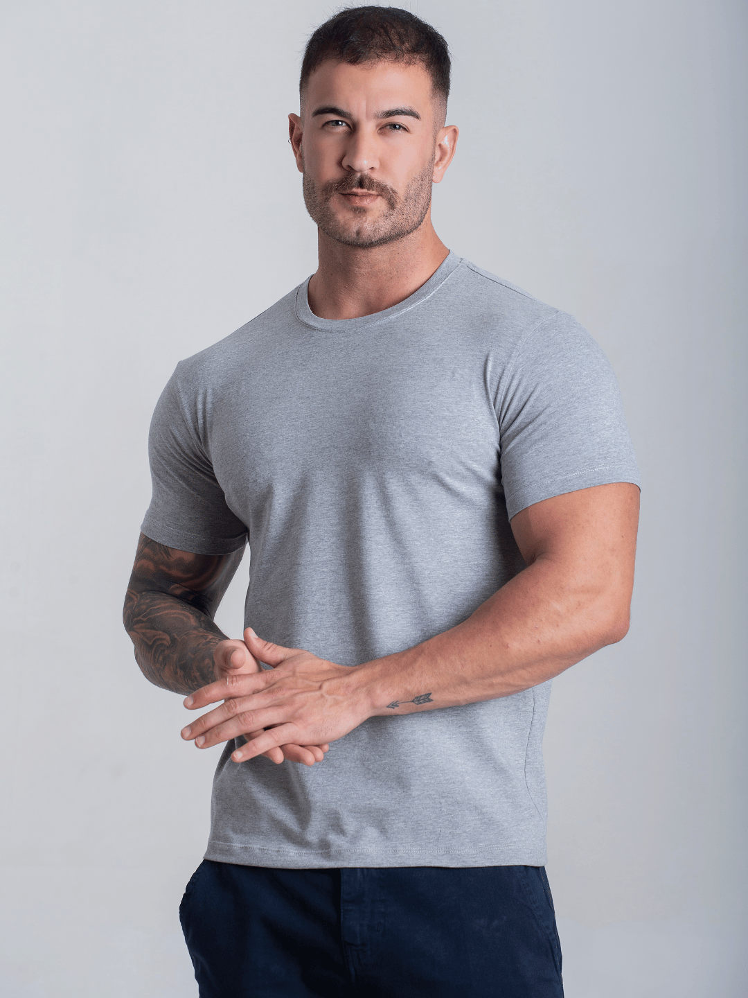 Camiseta Masculina Com Elastano Algodão Egipcio Lisa Basica