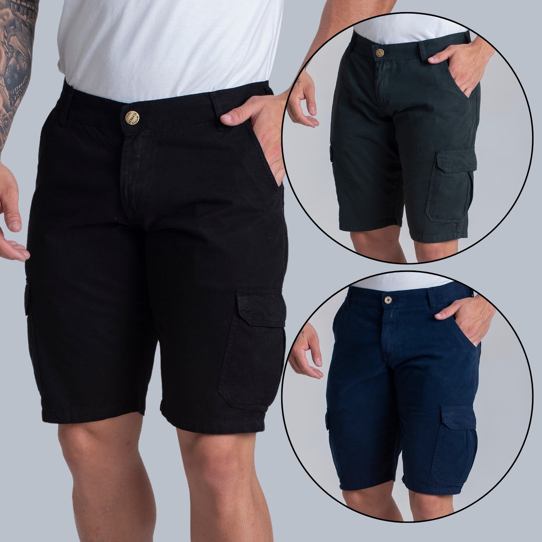 Kit 3 Bermudas Cargo