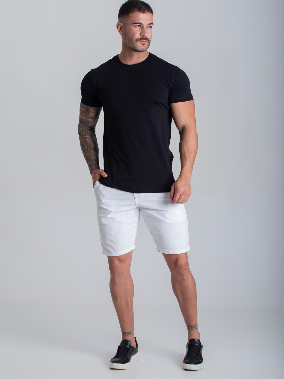 Bermuda Masculina Social Branca Sarja Chino