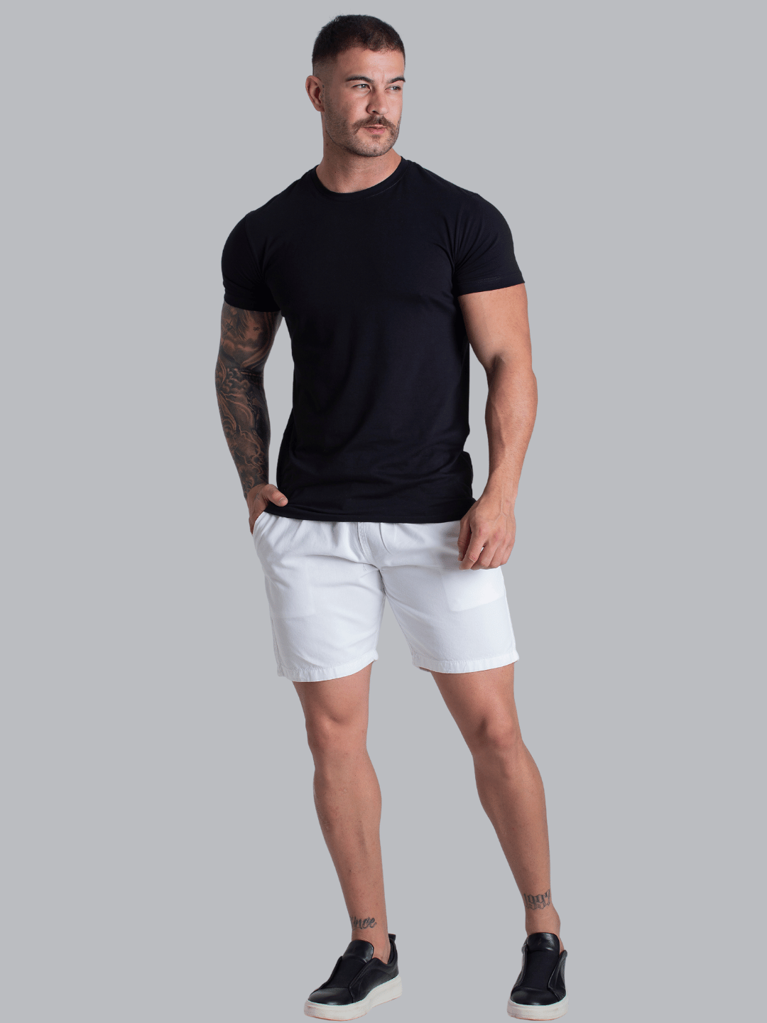 Short Sarja Casual Branco Masculino Bermuda Masculina