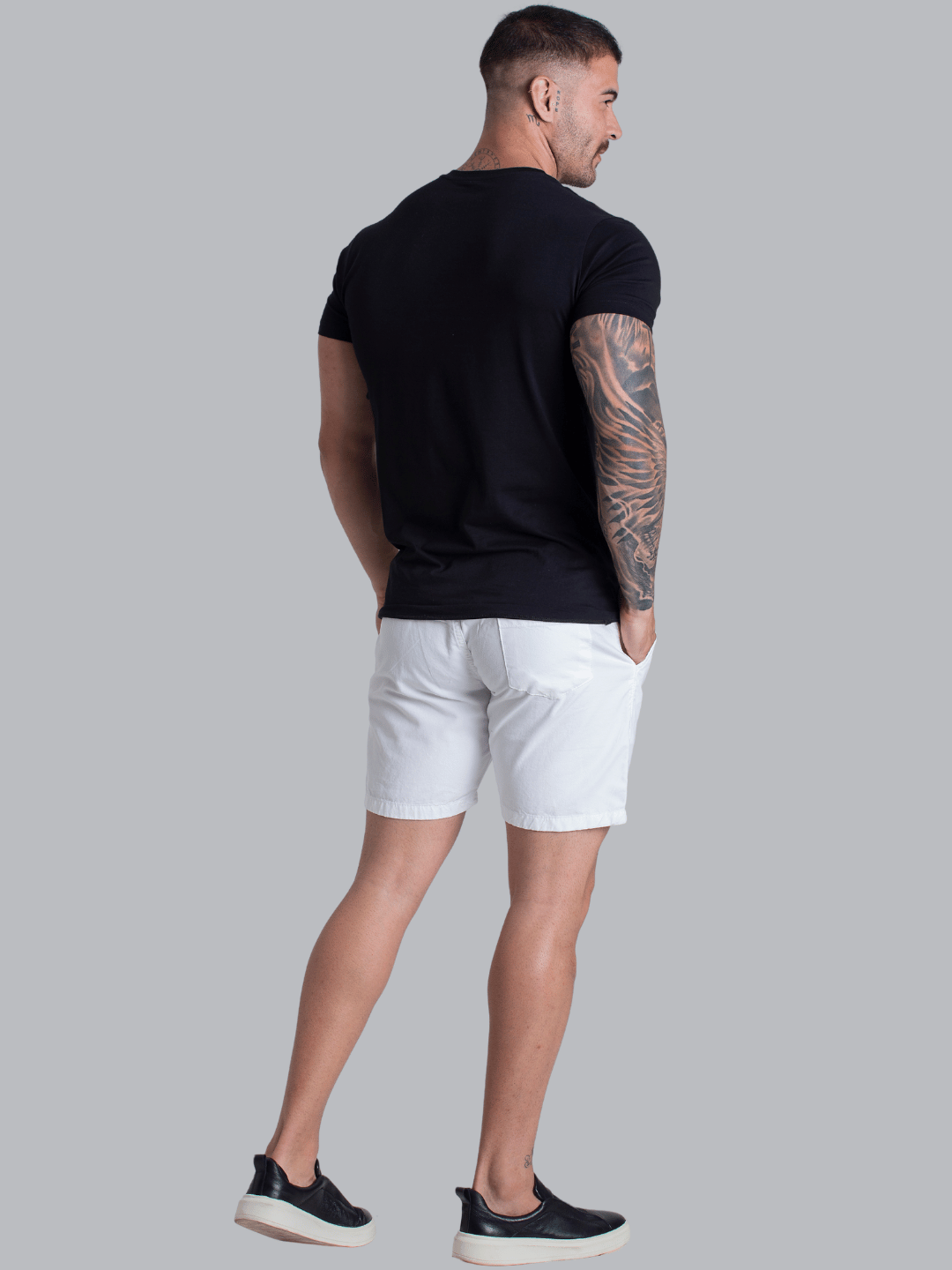 Short Sarja Casual Branco Masculino Bermuda Masculina
