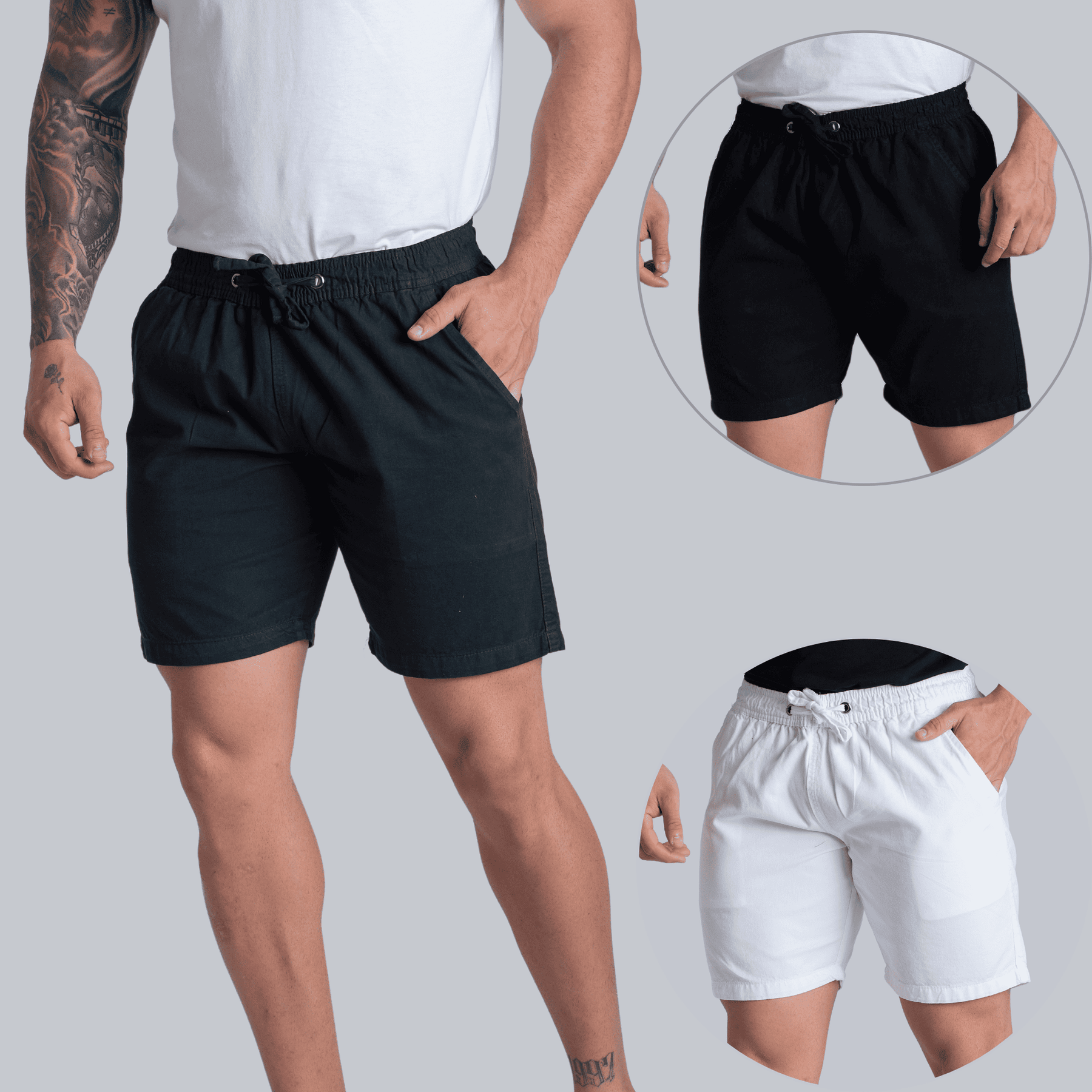Kit 3 Short Mauricinho Sarja Brim Bermuda Masculina Colorida