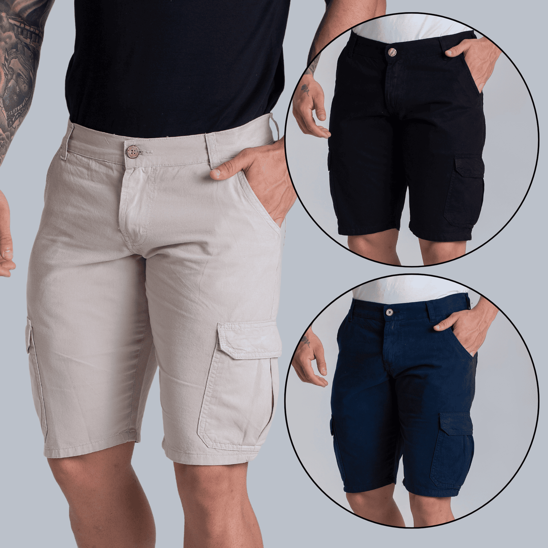 Kit 3 Bermudas Cargo