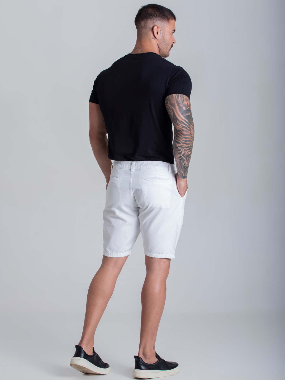 Bermuda Masculina Social Branca Sarja Chino