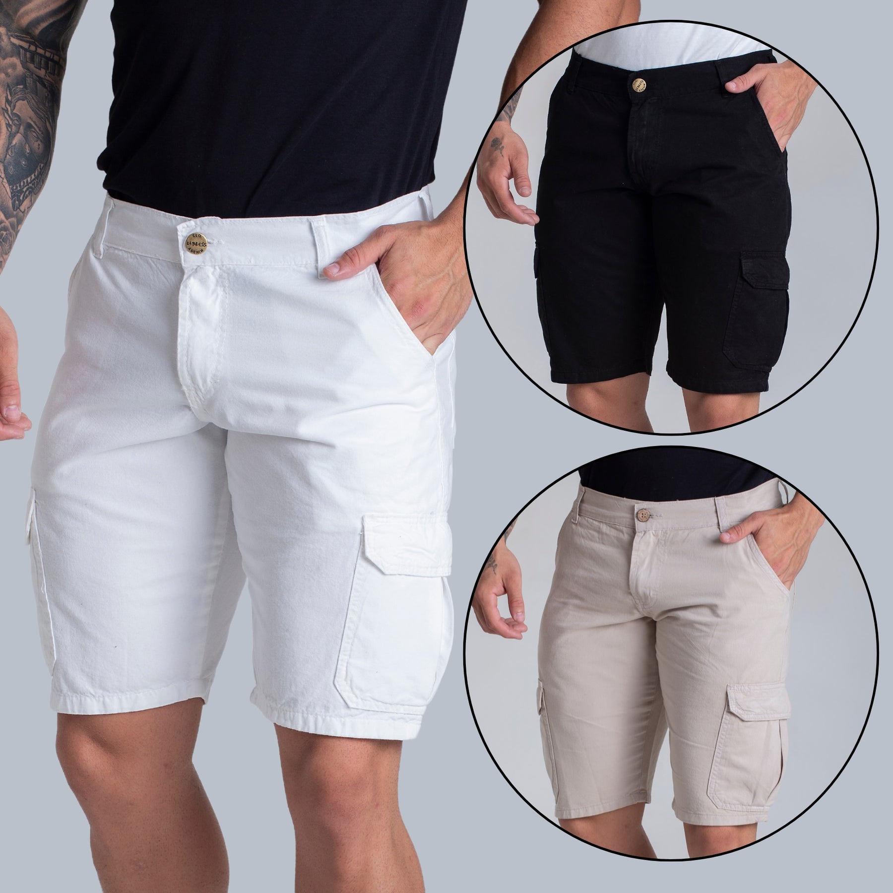 Kit 3 Bermudas Cargo