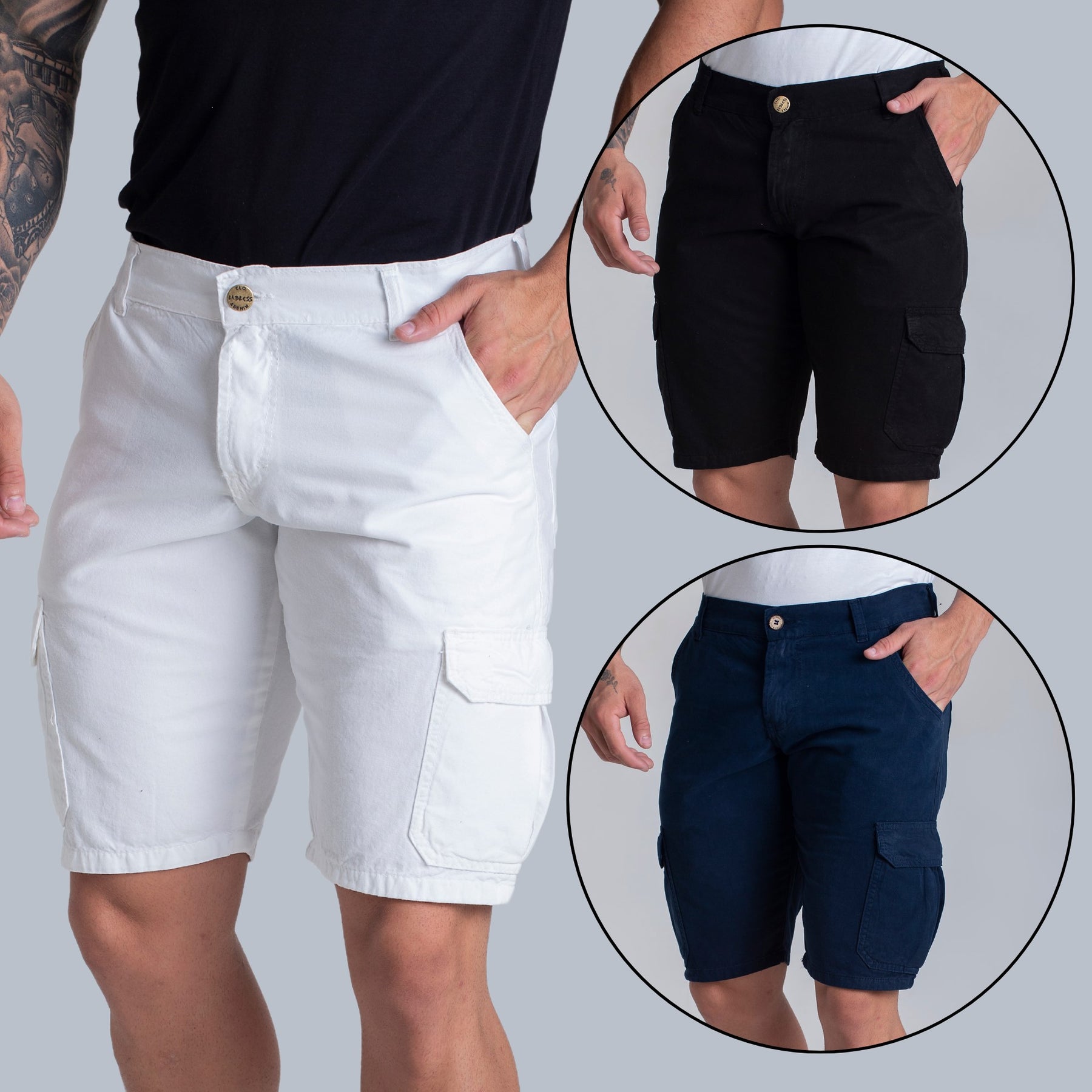 Kit 3 Bermudas Cargo