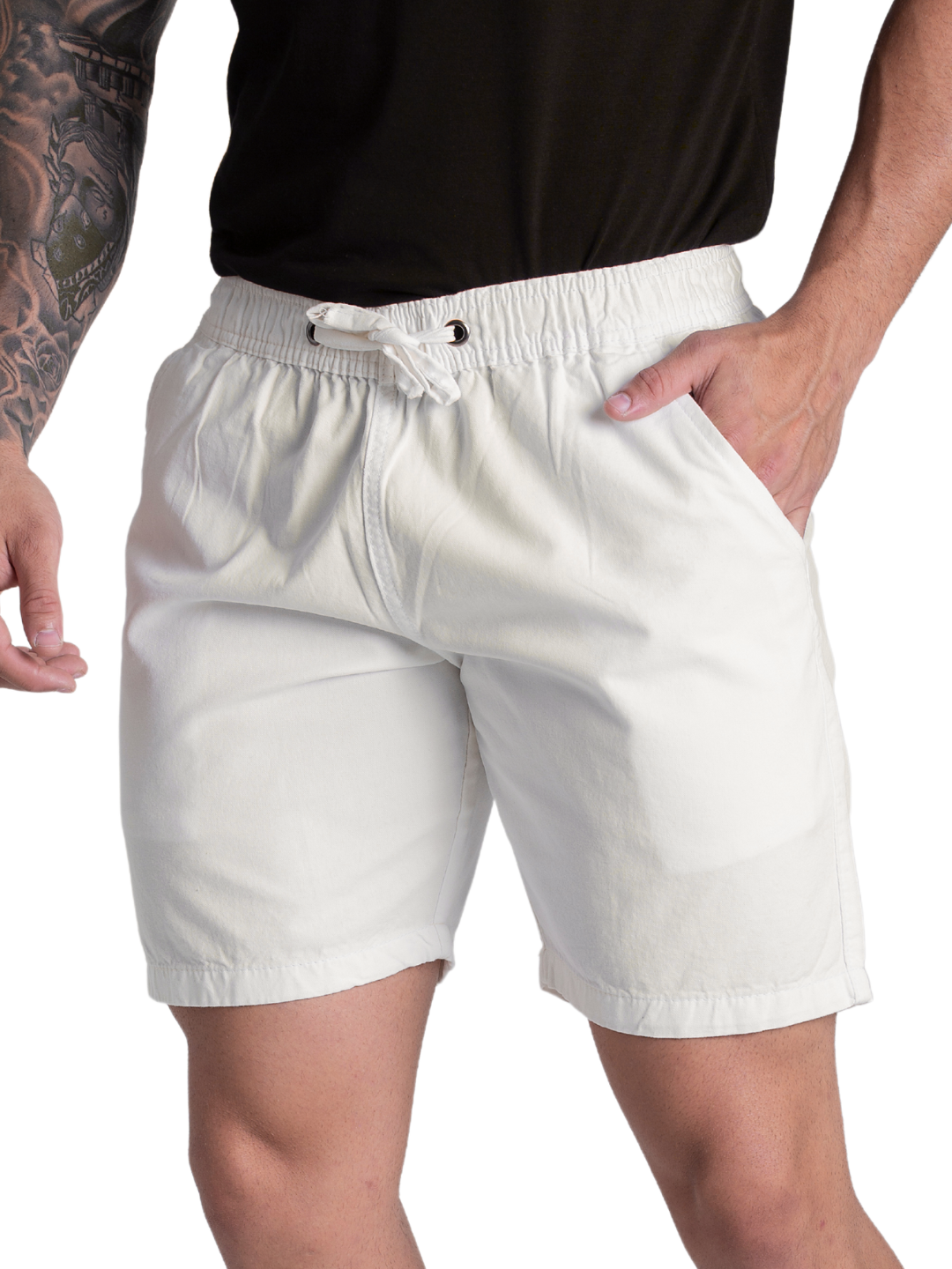 Short Sarja Casual Branco Masculino Bermuda Masculina