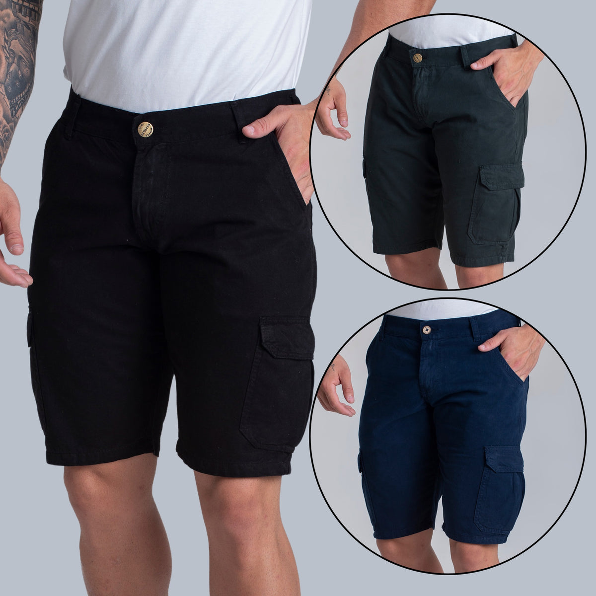 Kit 3 Bermudas Cargo