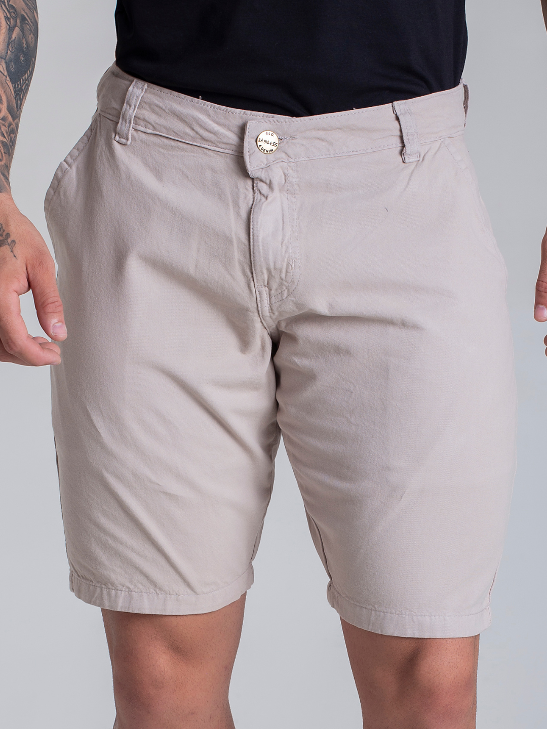 Bermuda Masculina Sport Fino Alfaiataria Sarja Premium Bege