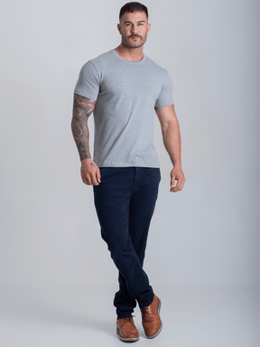 Camiseta Masculina Mescla Algodão Egípcio Básica Com Elastano