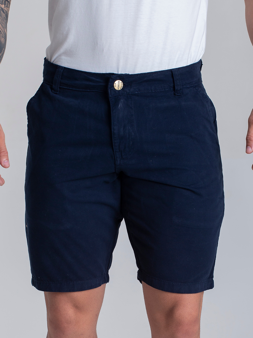Bermuda Masculina Azul Marinho Social Sarja Verão