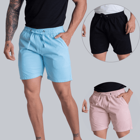 Kit 3 Short Mauricinho Sarja Brim Bermuda Masculina Colorida