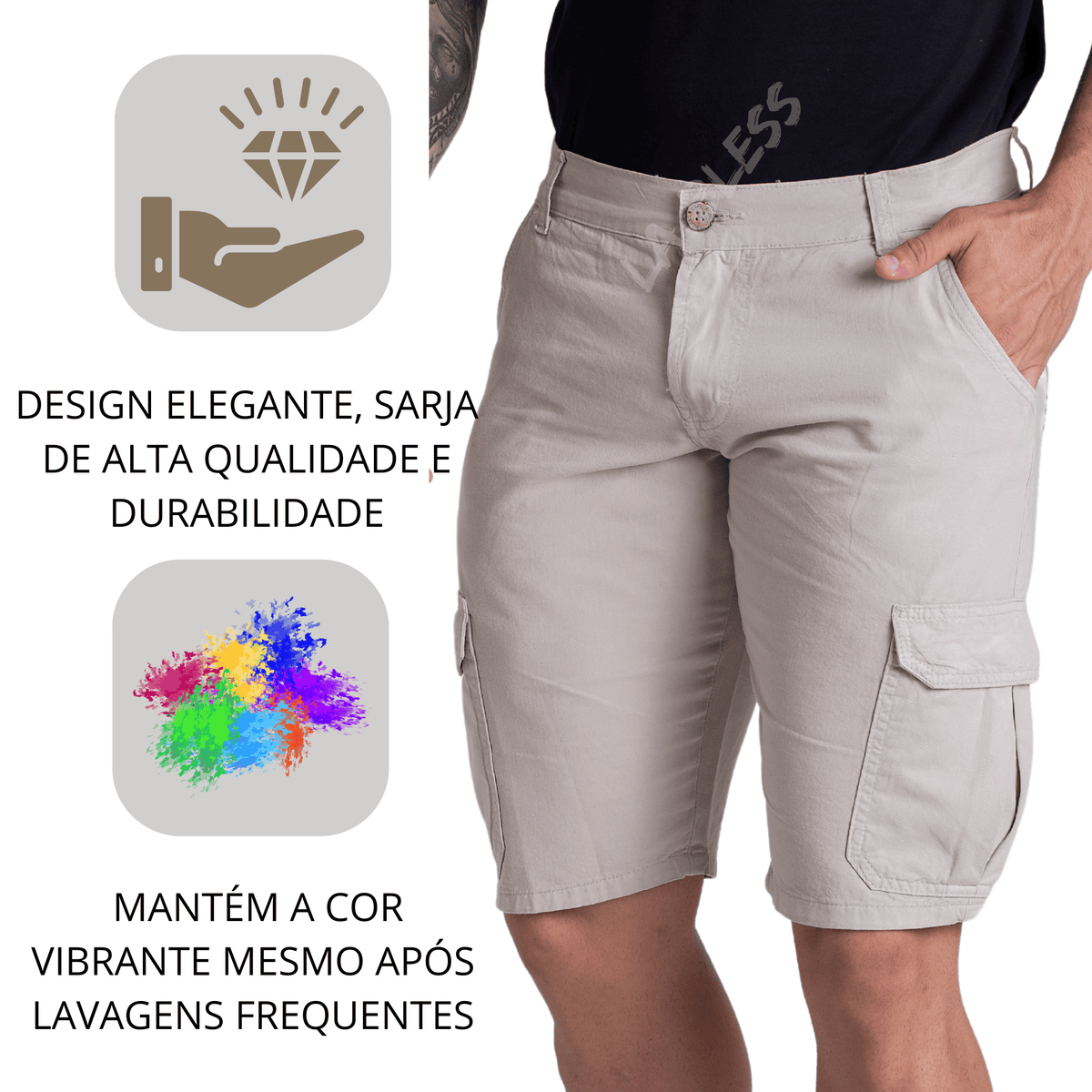 Bermuda Cargo Sarja Verde Militar