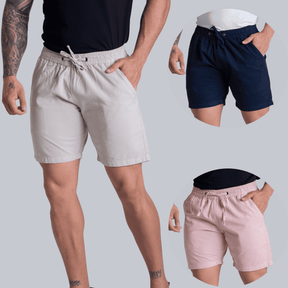 Kit 3 Short Mauricinho Sarja Brim Bermuda Masculina Colorida